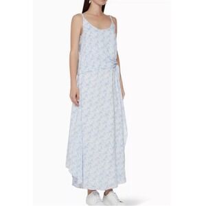 Club Monaco Thereeza Maxi Dress blue and‎ white palm leaf print Size 2 Sundress